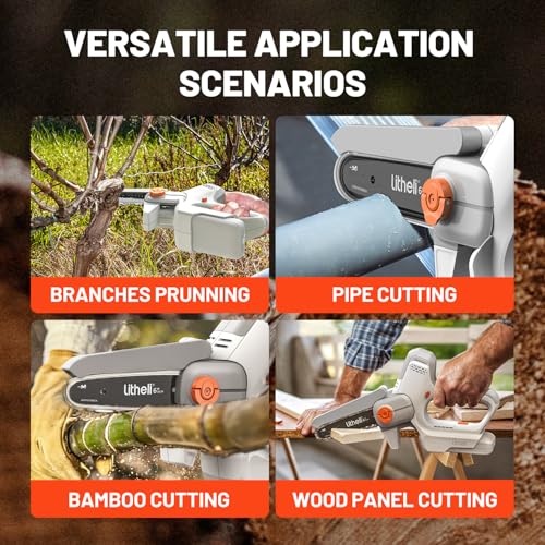 Litheli 6-Inch Mini Chainsaw Cordless, 20V 2.0Ah Battery Powered Handheld Electric Chainsaw with 24.6ft/s Chain Speed, 300W Small Portable Pruning Saw for Tree Trimming, Branch Cutting & Gardening - Image 5