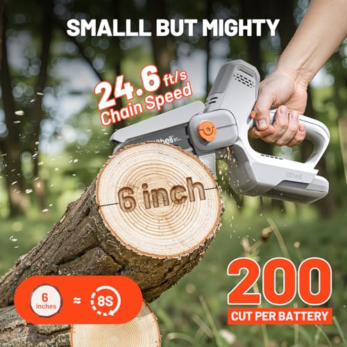 Litheli 6-Inch Mini Chainsaw Cordless, 20V 2.0Ah Battery Powered Handheld Electric Chainsaw with 24.6ft/s Chain Speed, 300W Small Portable Pruning Saw for Tree Trimming, Branch Cutting & Gardening - Image 2