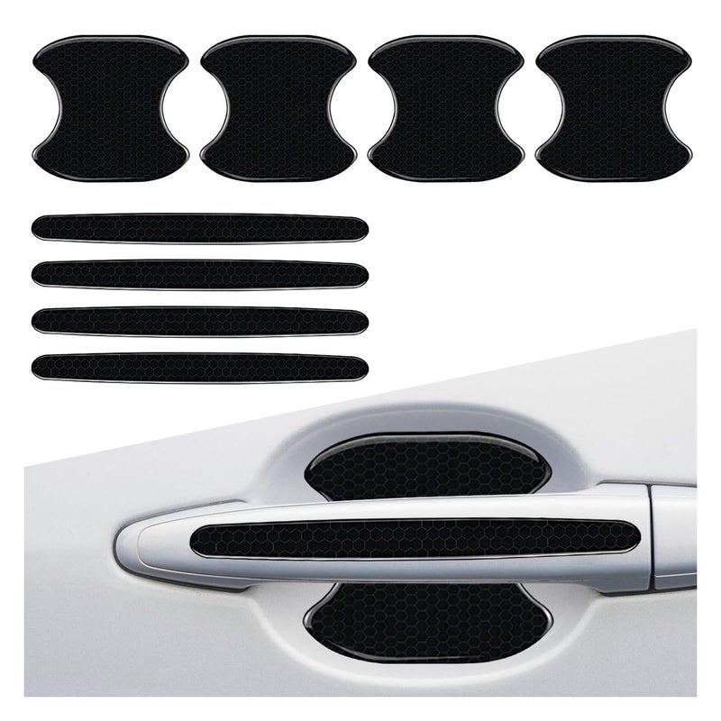 ZIMISI 8PCS Car Door Handle Bowl Sticker Reflective AntiScratch Auto Door Handle Cup Protector SelfAdhesive Door Side Handle Paint Protective Film Universal Vehicle Decoration Accessory Black - Image 3