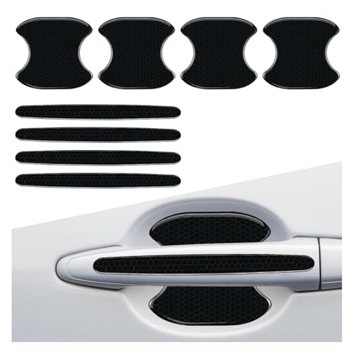 ZIMISI 8PCS Car Door Handle Bowl Sticker Reflective AntiScratch Auto Door Handle Cup Protector SelfAdhesive Door Side Handle Paint Protective Film Universal Vehicle Decoration Accessory Black - Image 1