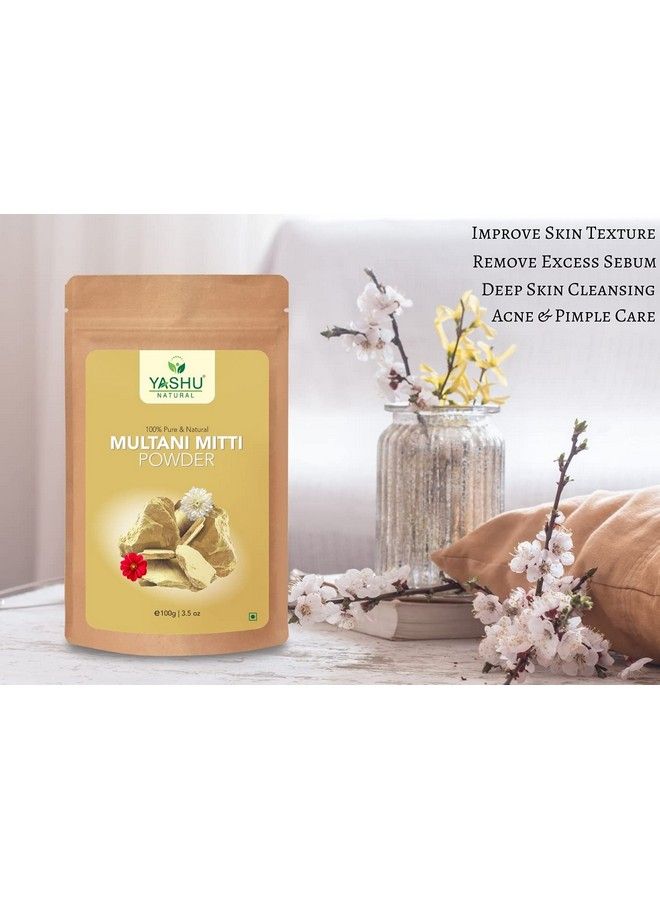 YASHU مسحوق مولتاني ميتى طبيعي 100% لوجه (100 جرام) - Image 3