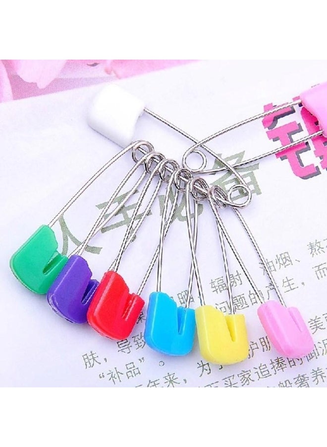 Generic 20pcs Plastic Head Safety Pins Infant Kids Cloth Nappy Locking Buckles Baby Care Shower Diaper clips candy color Brooch Holder  - Image 1