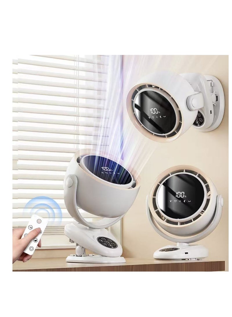 Portable Desk Fan with Smart LED Display,Circulating Clip Fan With Remote Control,Ultra-Quiet Air Circulator,Turbocharged fan, Large Capacity Rechargeable Table Fan With Night Light,Adjustable Angle, Quiet Operation For Bedroom Home Office Desktop Travel（F7）  - Image 1