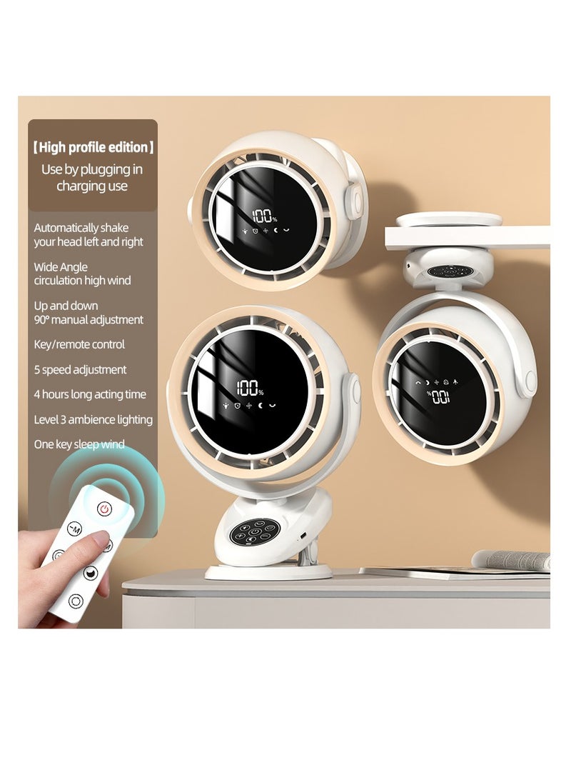 Portable Desk Fan with Smart LED Display,Circulating Clip Fan With Remote Control,Ultra-Quiet Air Circulator,Turbocharged fan, Large Capacity Rechargeable Table Fan With Night Light,Adjustable Angle, Quiet Operation For Bedroom Home Office Desktop Travel（F7）  - Image 2