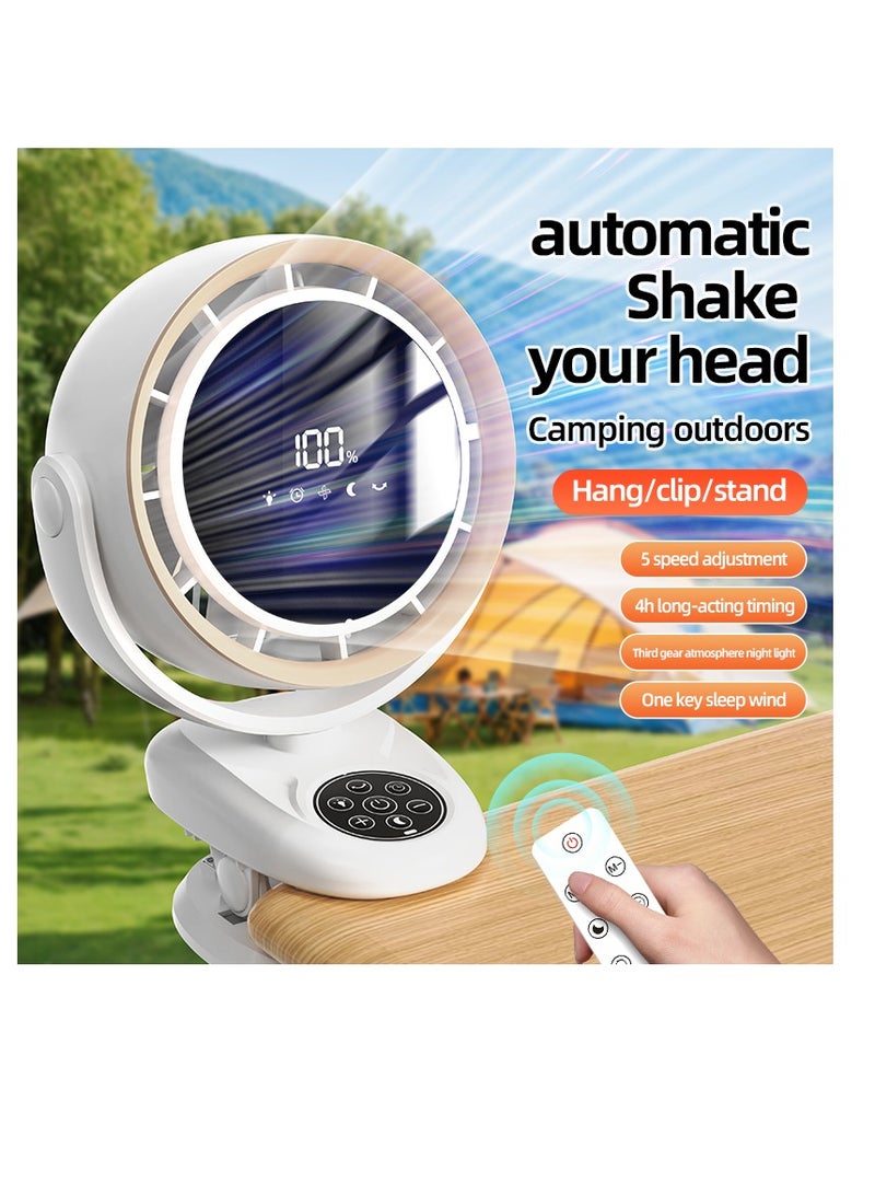 Portable Desk Fan with Smart LED Display,Circulating Clip Fan With Remote Control,Ultra-Quiet Air Circulator,Turbocharged fan, Large Capacity Rechargeable Table Fan With Night Light,Adjustable Angle, Quiet Operation For Bedroom Home Office Desktop Travel（F7）  - Image 5