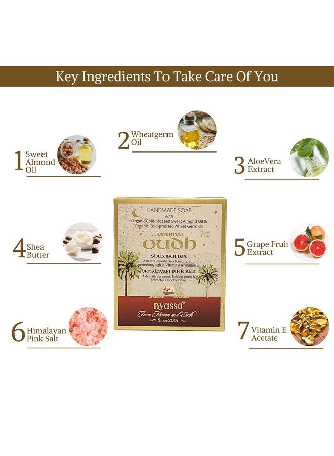 Nyassa Arabian Oudh Natural Handmade Bathing Soap | Shea Butter and Himalayan Pink Salt | All Skin Type 150gm - Image 4