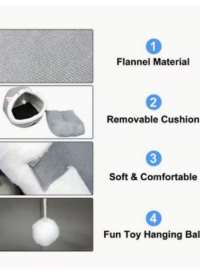 Generic - Cat Bed For Indoor Cats Machine Washable Cat Beds Cat Beds For Indoor Cats Or Small Dogs Puppy Kitty Kitten Rabbit Anti-Slip & Water-Resistant Bottom Cotton Grey - Image 1