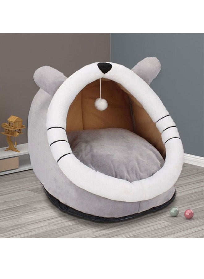 Generic - Cat Bed For Indoor Cats Machine Washable Cat Beds Cat Beds For Indoor Cats Or Small Dogs Puppy Kitty Kitten Rabbit Anti-Slip & Water-Resistant Bottom Cotton Grey - Image 1