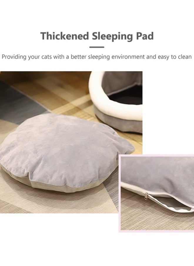 Generic - Cat Bed For Indoor Cats Machine Washable Cat Beds Cat Beds For Indoor Cats Or Small Dogs Puppy Kitty Kitten Rabbit Anti-Slip & Water-Resistant Bottom Cotton Grey - Image 1