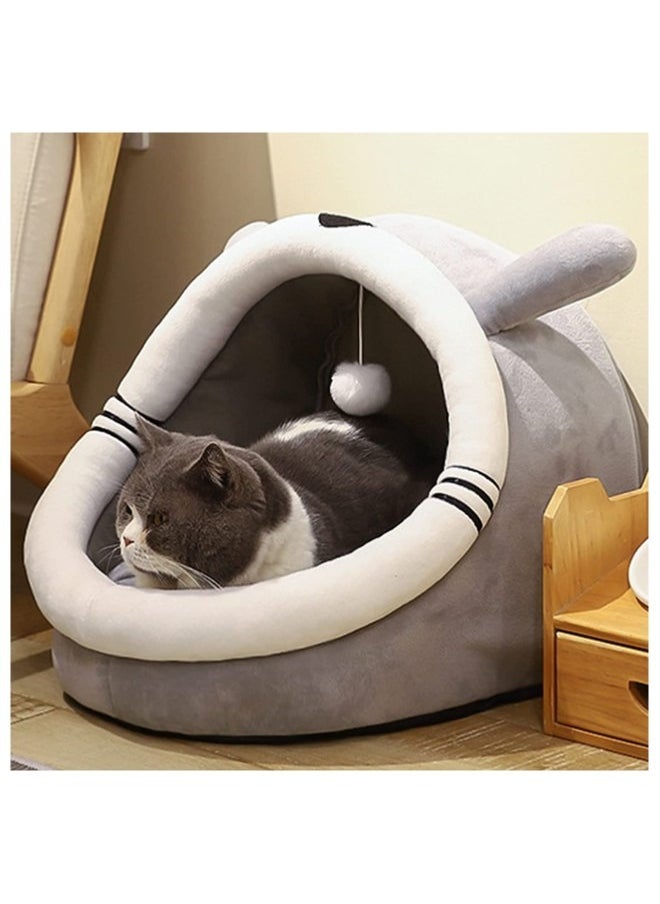 Generic - Cat Bed For Indoor Cats Machine Washable Cat Beds Cat Beds For Indoor Cats Or Small Dogs Puppy Kitty Kitten Rabbit Anti-Slip & Water-Resistant Bottom Cotton Grey - Image 1