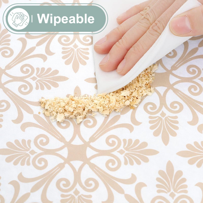 Misaya Rectangle Vinyl Table Table Cloth مرنة الفانيلا المائدة المدعومة المدعومة 100 ٪ غطاء طاولة بلاستيكية مقاوم للماء يناسب 4 أقدام طاولات قابلة للطي للتخييم في الهواء الطلق (Khaki 30 "" × 48 "") - Image 3