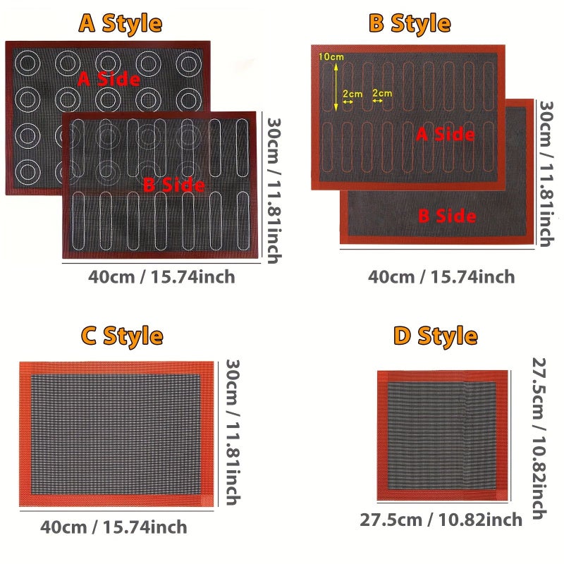 Non Stick Half Silicone Eclair Mat A-15.75x11.81 Inches Oven Liner For Baking Bread Pizza Pastry Cookies - Image 2