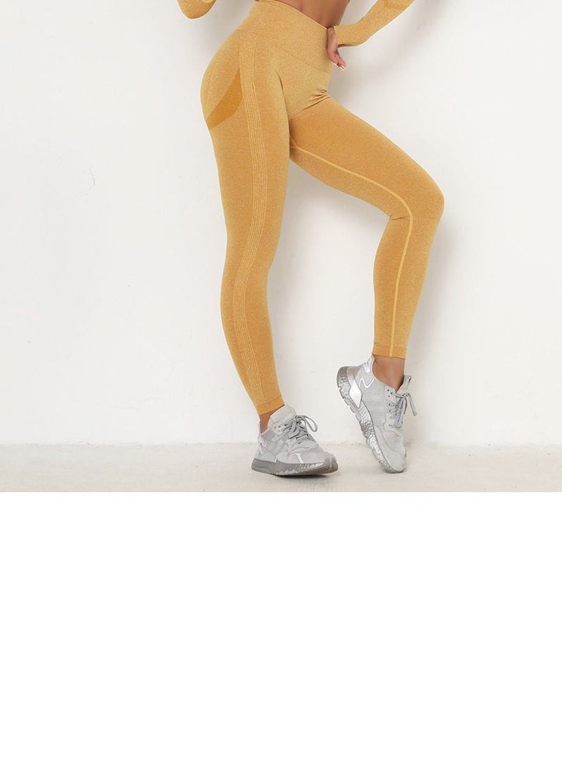 Loquat High Waist Tight-Fitting Sports Set Yellow  - Image 3