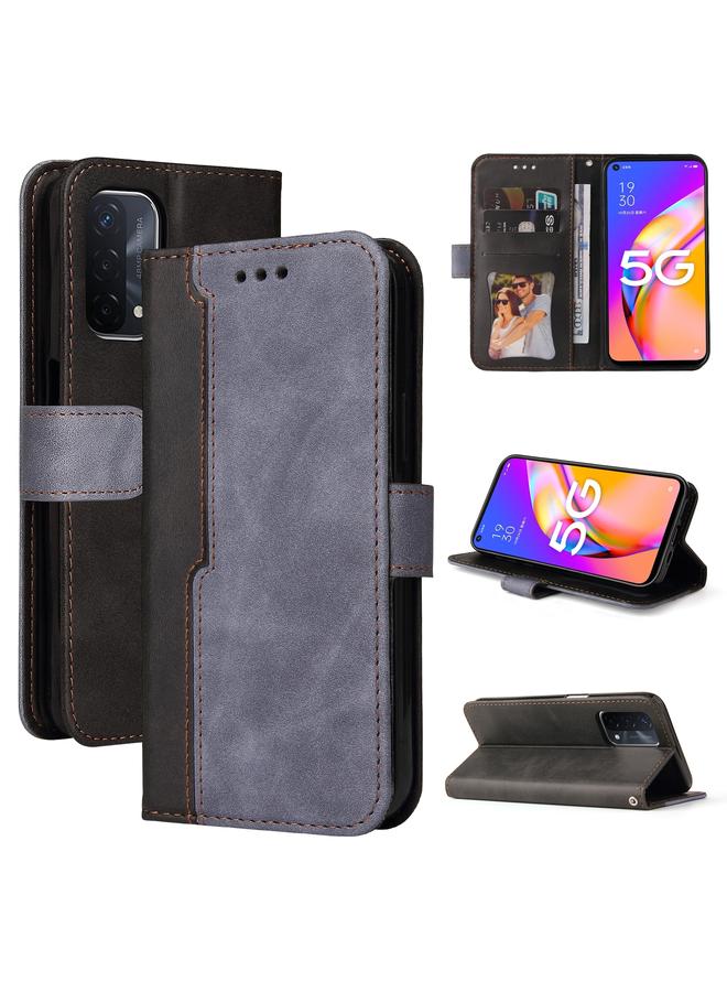 اس-توب جراب لهاتف OPPO A93 5G إصدار CN/A74 5G/A54 5G Business Stitched - جراب جلد PU أفقي قابل للطي مع حامل وفتحات للبطاقات وإطار للصور وحبل قصير - Image 1