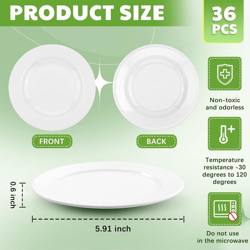 Vesici 36 Pieces Appetizer Plates 591 Inch Dessert Plates Small White Round Lightweight Saucers dish Catering dish for Appetizer Snacks Dinner Party - Image 2