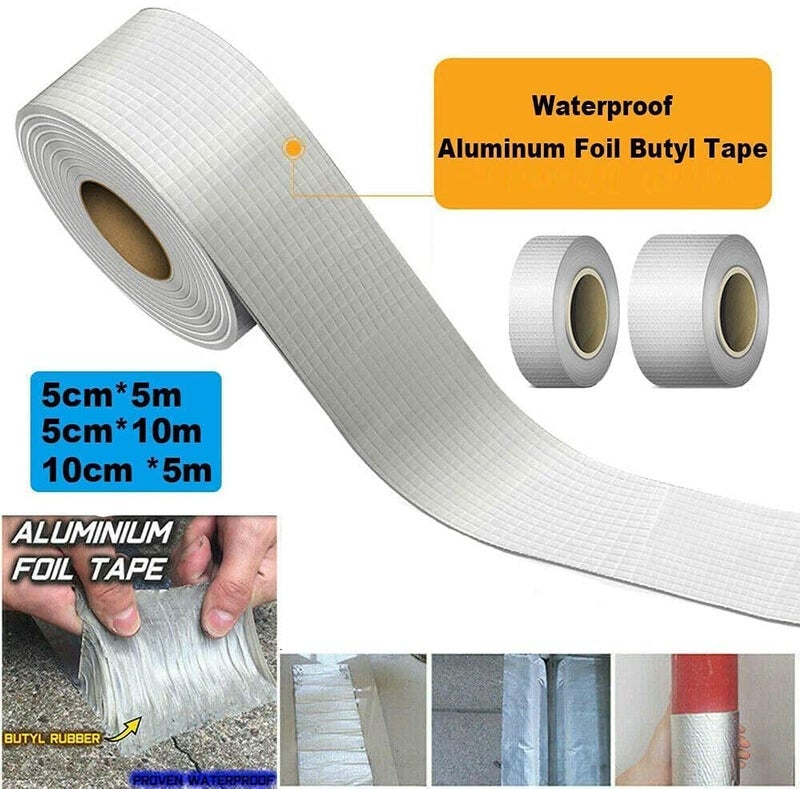Zosoe Butyl Tape Leakage Repair Waterproof Tape - Aluminium Foil Tape with Butyl Rubber for Pipe & Roof Leaks (5Cm-aliuminium tape) - Image 2