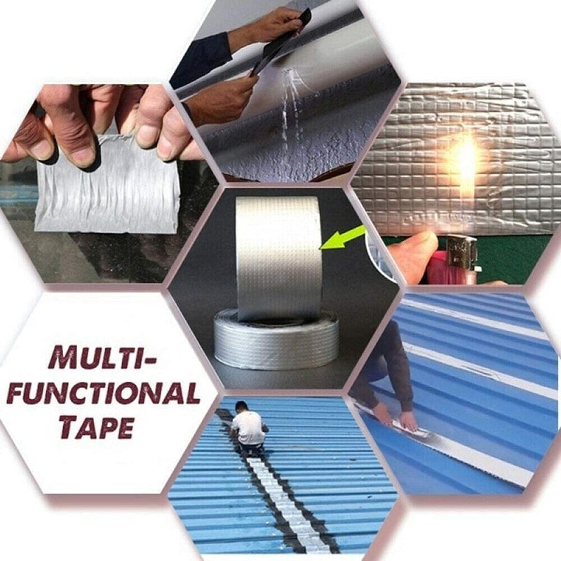 Zosoe Butyl Tape Leakage Repair Waterproof Tape - Aluminium Foil Tape with Butyl Rubber for Pipe & Roof Leaks (5Cm-aliuminium tape) - Image 3