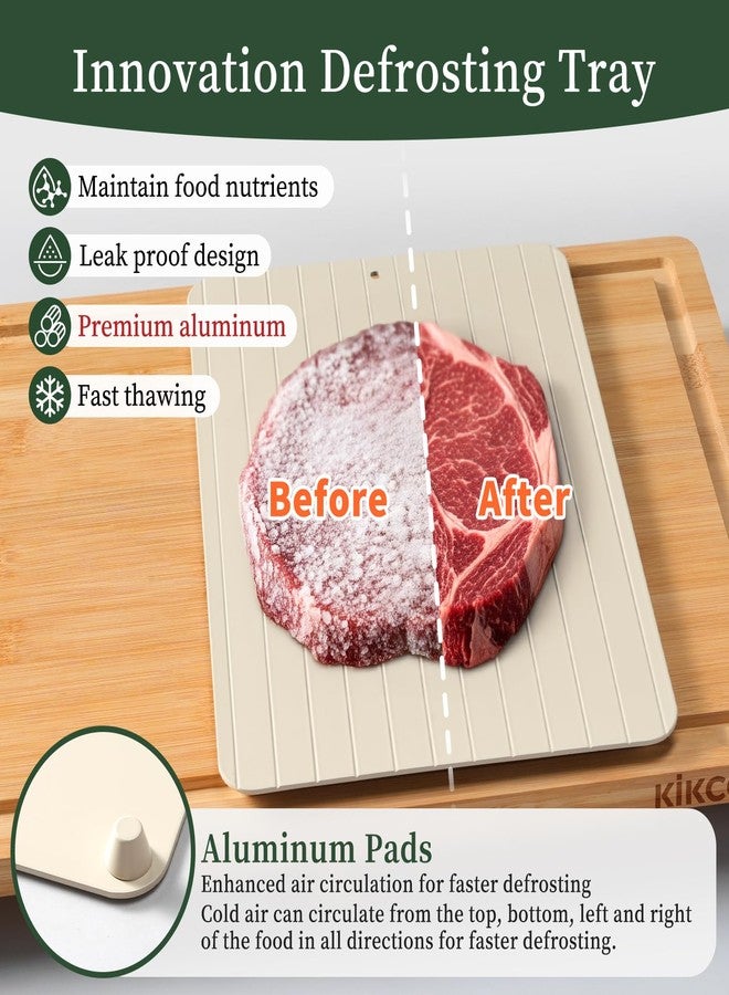 Kikcoin Bamboo Cutting Board Set with Defrosting Tray, Wood Cutting Boards for Kitchen with Deep Juice Grooves & Built-in Organizer Meal Prep Charcuterie& Chopping Board for Meat, Vegetables and Bread - Image 5