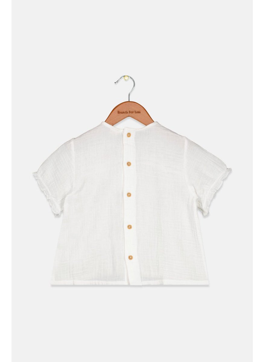 Tchibo - Toddlers Girl Short Sleeve Embroidered Blouse, White - Image 1