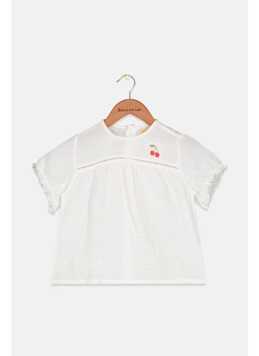 Tchibo - Toddlers Girl Short Sleeve Embroidered Blouse, White - Image 1