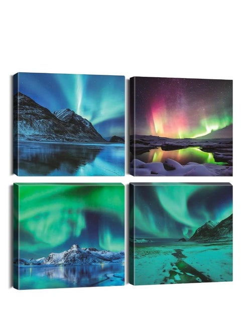 4-piece tableau made of velvet printed in the shape of a sky