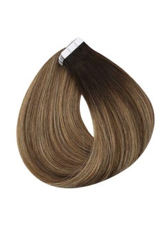Fshine Full Shine Tape in Real Hair Extentions 20 Inch Remy Hair Extensions Balayage Ombre Hair Extensions Color 2 Fading to 3 And 27 Honey Blonde Glue in Hair Extensions Human Hair 50 Grams 20 Pcs  - Image 5