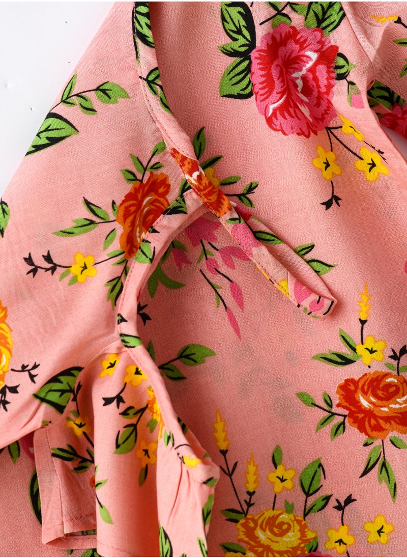Jelliene Girls' Pink Floral Cold Shoulder Top  - Image 3