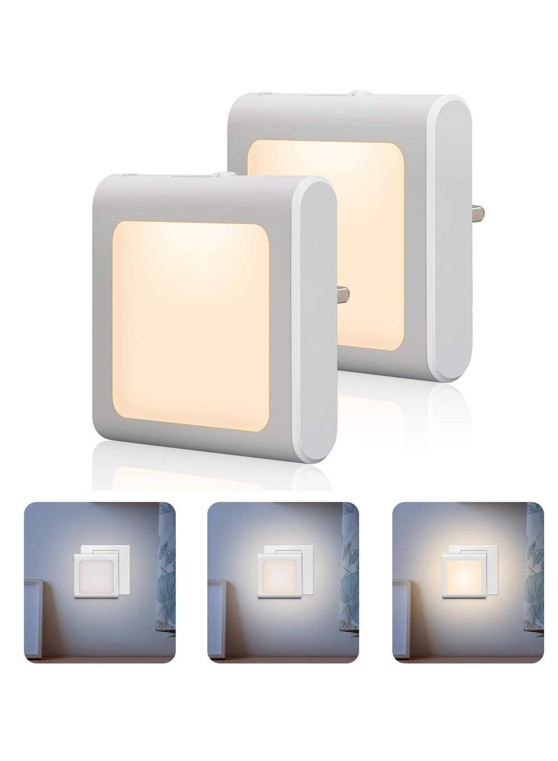 Yakiter Dimmable Night Light, LED Nightlights Plug in Wall, Stepless Dimming, Brightness Adjustable for Kids, Baby, Bedroom, Bathroom, Hallway, Stair, Kitchen, Corridor, Warm White, 2 Pack - Image 1
