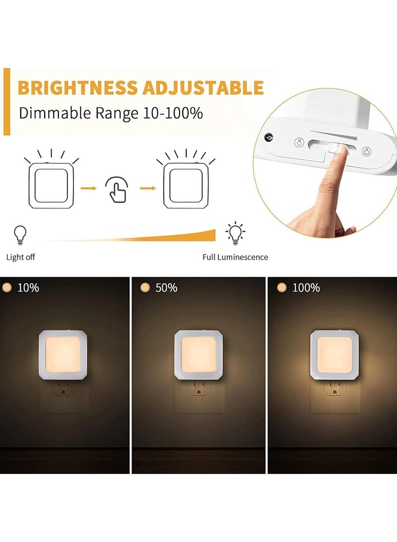 Yakiter Dimmable Night Light, LED Nightlights Plug in Wall, Stepless Dimming, Brightness Adjustable for Kids, Baby, Bedroom, Bathroom, Hallway, Stair, Kitchen, Corridor, Warm White, 2 Pack - Image 3