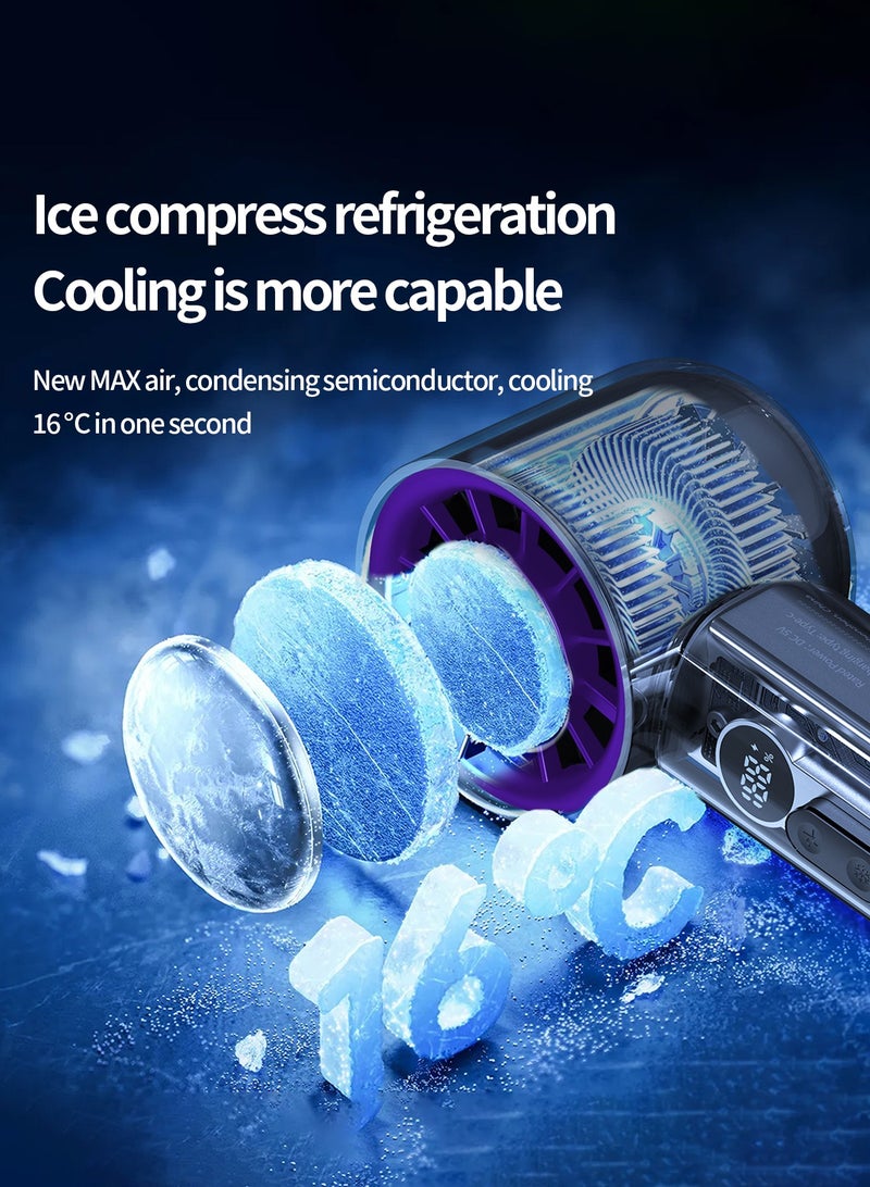 Luttec Ice Sense Semicductor Handheld Fan, Long Life 4000mAh Portable Mini Fan 100-speed Infinitely Variable Strong Wind Efficient and Fast Cooling, Refrigeration Compressor Mini Fan Type-C Fast Charging Home Office Outdoor Cooling Magic Tool - Image 3