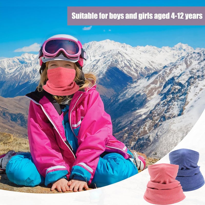 Kids Neck Warmer Fleece Windproof - Winter Neck Gaiter for Outdoor Sports Kids - Image 2