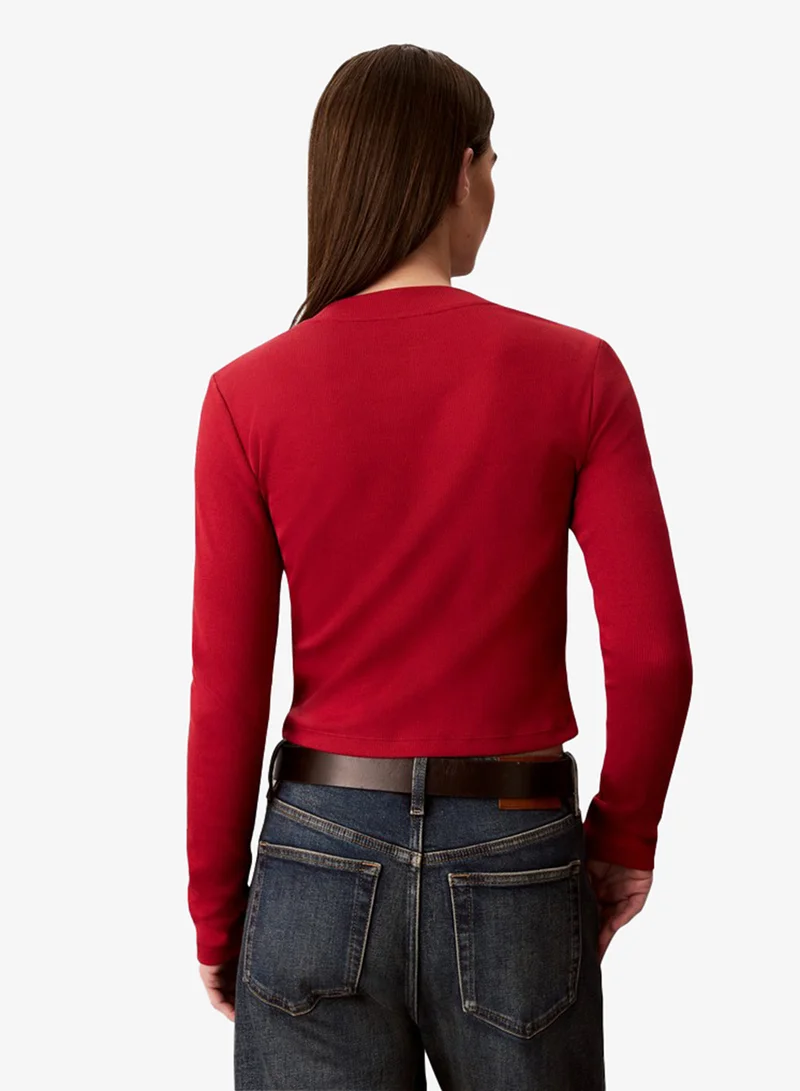 Calvin Klein Jeans Monologo Long Sleeve Rib Baby Tee