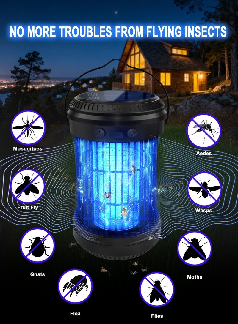 Solar-Powered Mosquito Killer lamp 20W Fly and Insect Killer UV Light Electric Bug Zapper,2000V Electric Mosquito Killer Fly Killer Wasp Killer with Removable Tray and Cleaning Brush for Home, Kitchen, Backyard, Camping - Image 2