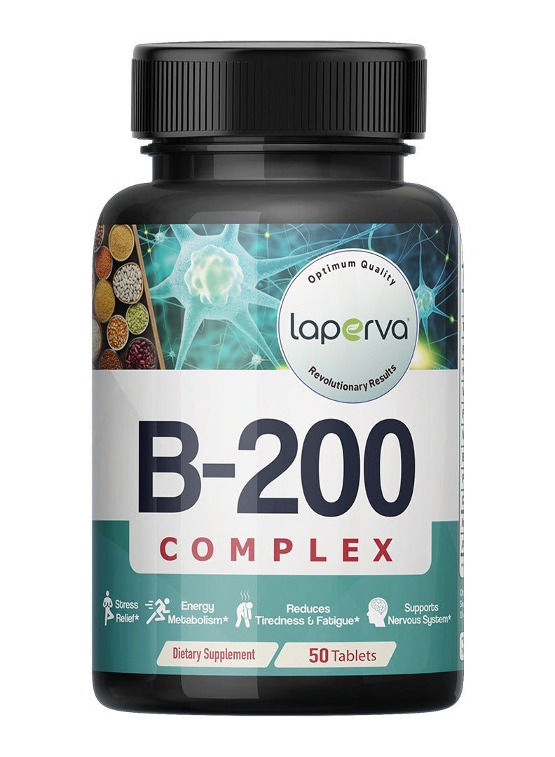 Laperva Vitamin B-200 Complex, 200mg, 50 Tablets – Supports Energy, Nervous System, and Stress Resistance