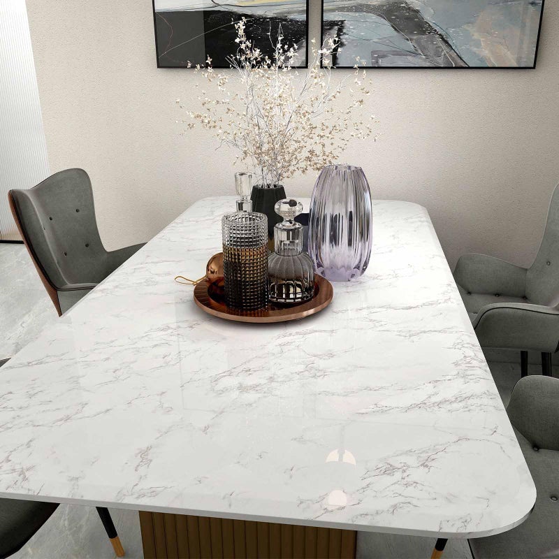 practicalWs Marble Wallpaper Granite White and Gray Wall Paper Roll 35.4" x 118" Kitchen Countertops Cabinet Furniture is Renovated Thick Vinyl Easy to Remove Without Leaving Glue Upgrade - Image 4