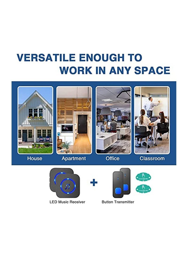 Captaintech Wireless Doorbell, Waterproof Door Bell Battery Operated at 1,300 ft with 2 Plug in Receivers Kit 2 transmitter Remote ons, 55 Chimes 5 Volume with LED, Loud Enough for Home Classroom - Image 4
