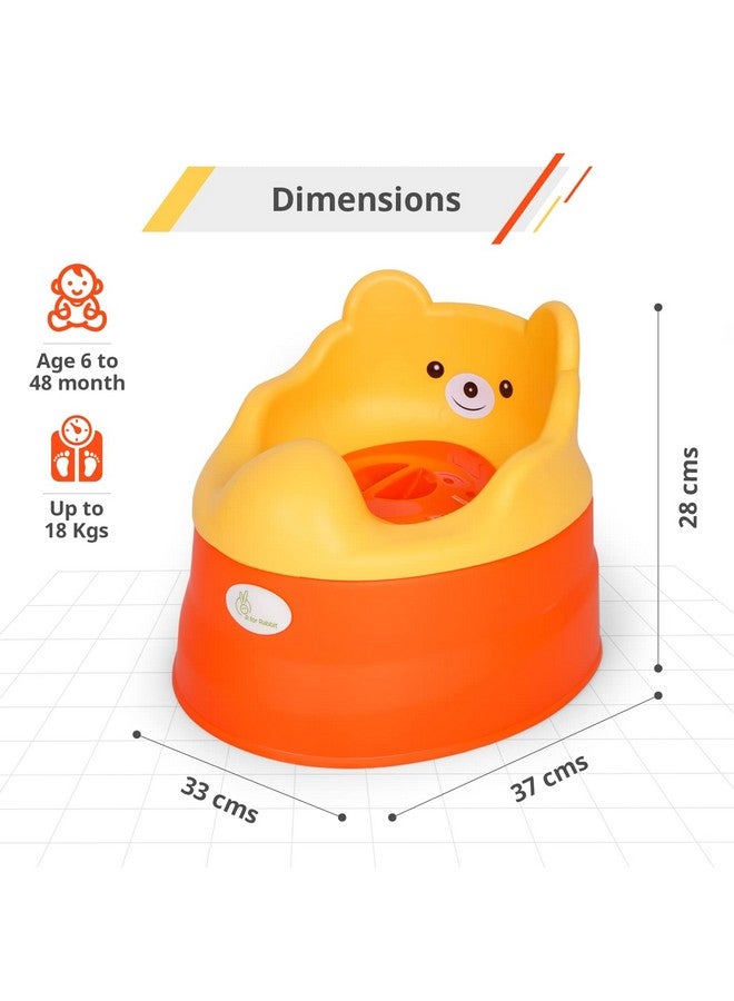 أر فور رابيت مقعد تدريب على استخدام المرحاض قابل للتكيف من Tiny Tots للأطفال حديثي الولادة من سن 6 إلى 48 شهرًا، سعة وزن 18 كجم (برتقالي أصفر) - Image 3