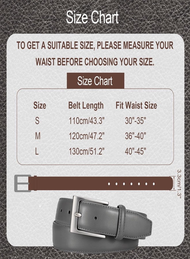 WHIPPY Men's Casual Leather Belt Fashion Leather Dress Belt Classic Every Day Jeans Belt for Men Work Business, Grey, S - Image 4