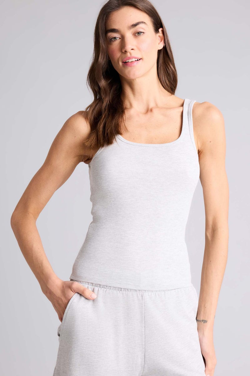 DeFacto Grey Woman Slim Fit Basic Camisole Round Collar Tank Top Casual - Image 1