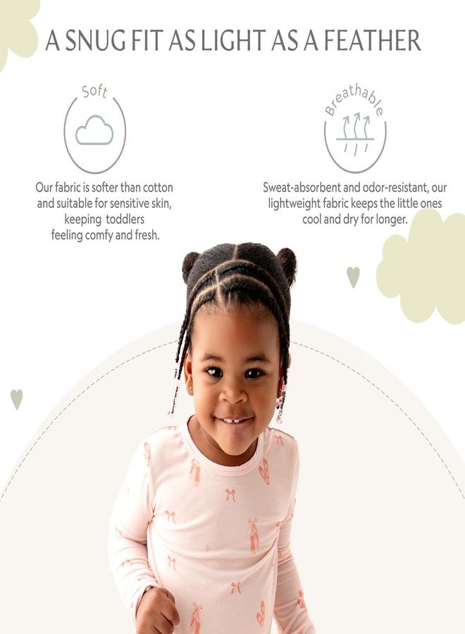 Bamboo Little Toddler Pajamas – 95% Bamboo Viscose, 5% Spandex – Soft, Breathable Long-Sleeve Pajama Set for Kids, Sleepwear, Imported (US, Age, 2 Years, Ballerina) - Image 4