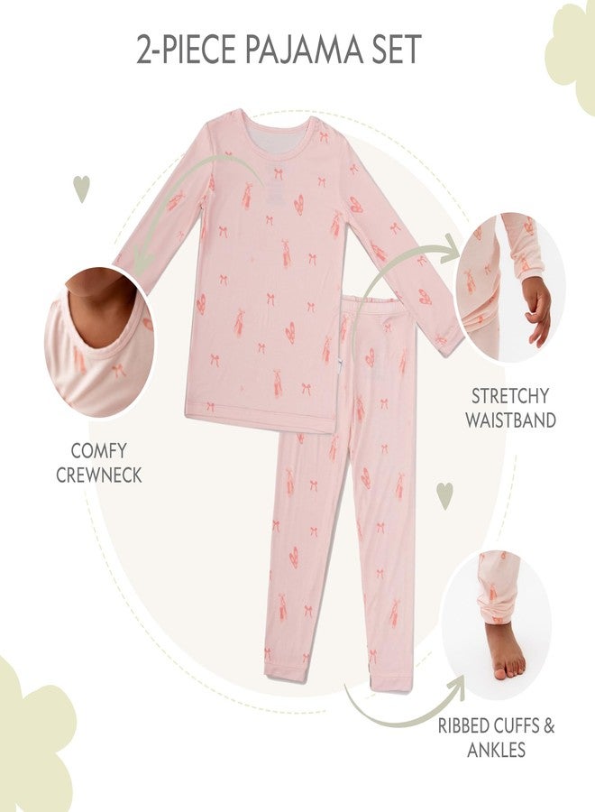Bamboo Little Toddler Pajamas – 95% Bamboo Viscose, 5% Spandex – Soft, Breathable Long-Sleeve Pajama Set for Kids, Sleepwear, Imported (US, Age, 2 Years, Ballerina) - Image 3