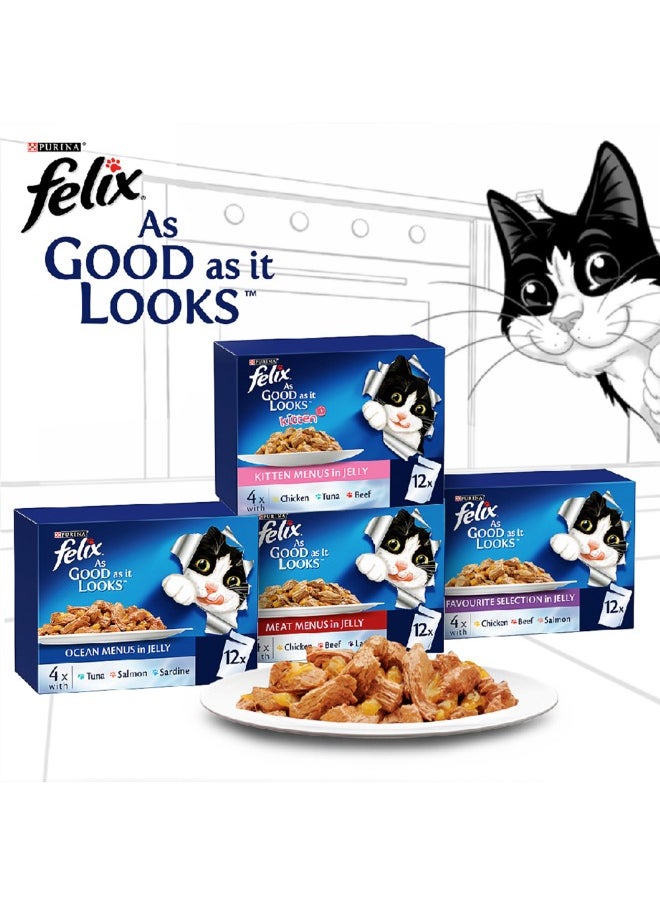Purina Felix Adult As Good as it Looks Favourite Selection in Jelly Wet Cat Food 85g  - Image 5