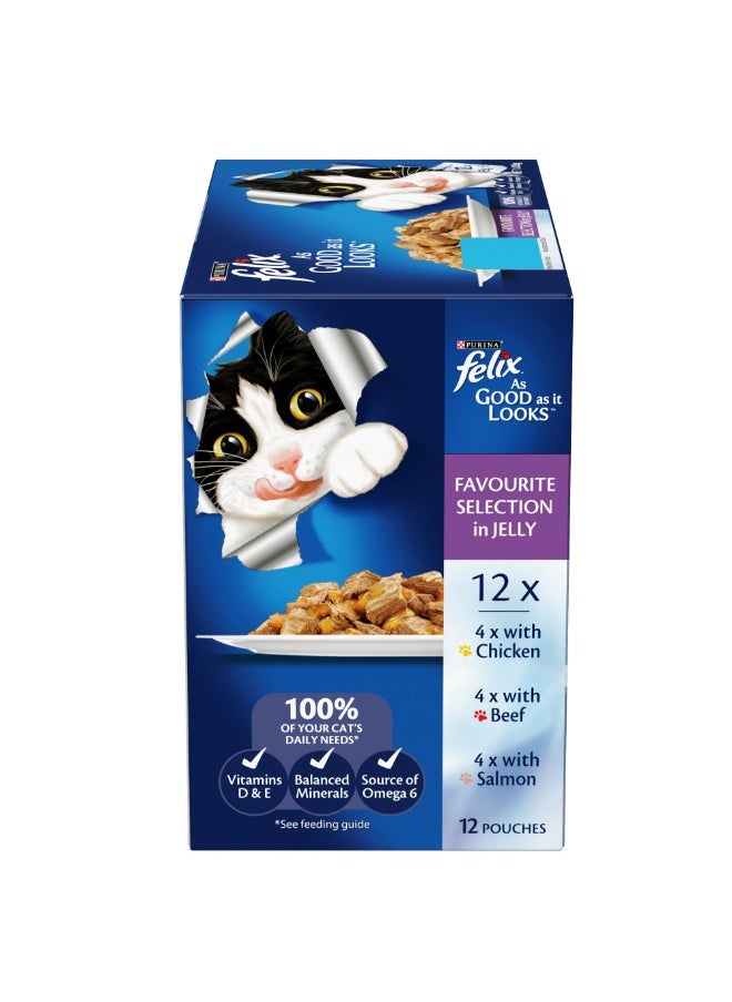 Purina Felix Adult As Good as it Looks Favourite Selection in Jelly Wet Cat Food 85g  - Image 3