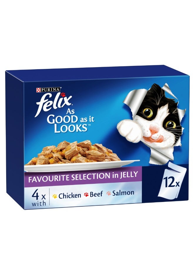 Purina Felix Adult As Good as it Looks Favourite Selection in Jelly Wet Cat Food 85g  - Image 1