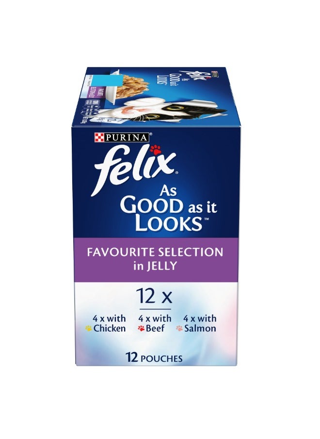 Purina Felix Adult As Good as it Looks Favourite Selection in Jelly Wet Cat Food 85g  - Image 4