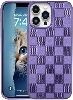 Silicone Case Microfiber Lining with 3D Pattern Boxes Back For Apple iPhone 13 Pro Max 6.7 Inch (Lavender)