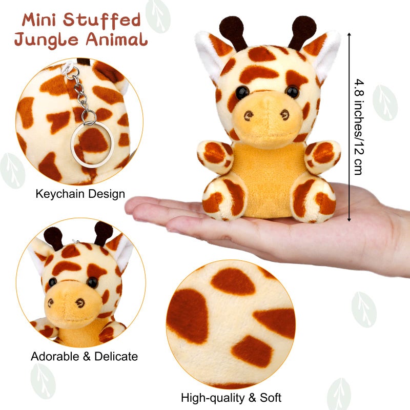 Elcoho 16 Piece Safari Mini Stuffed Jungle Animal Set  Small Stuffed Forest Animal 375 Inch Animal Keychain Plush Toys for Kids Birthday Parties - Image 3