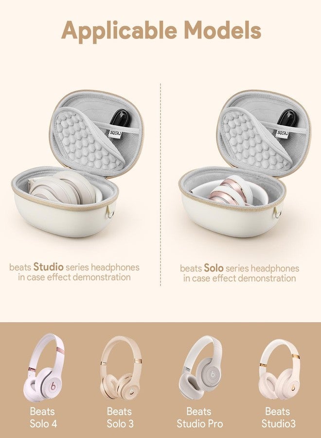 SQERO Case for Beats Solo 4/Solo 3/Studio Pro/Studio3 On-Ear Headphones, Portable Travel Hard Shell Storage Bag (Beige) - Image 2