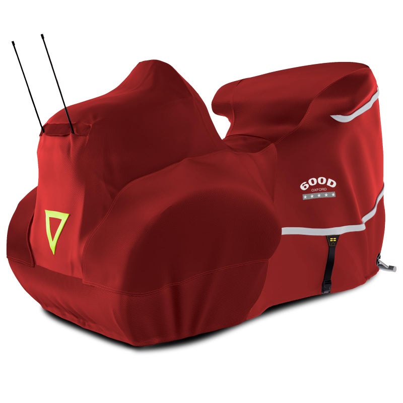Rosefray Motorcycle Cover with SideTop Box Heavy Duty 600D Waterproof for Touring Models Harley Davidson Ultra LimitedRoad Glide Limited Gold WingRoad MasterIndoor Outdoor Storage Red