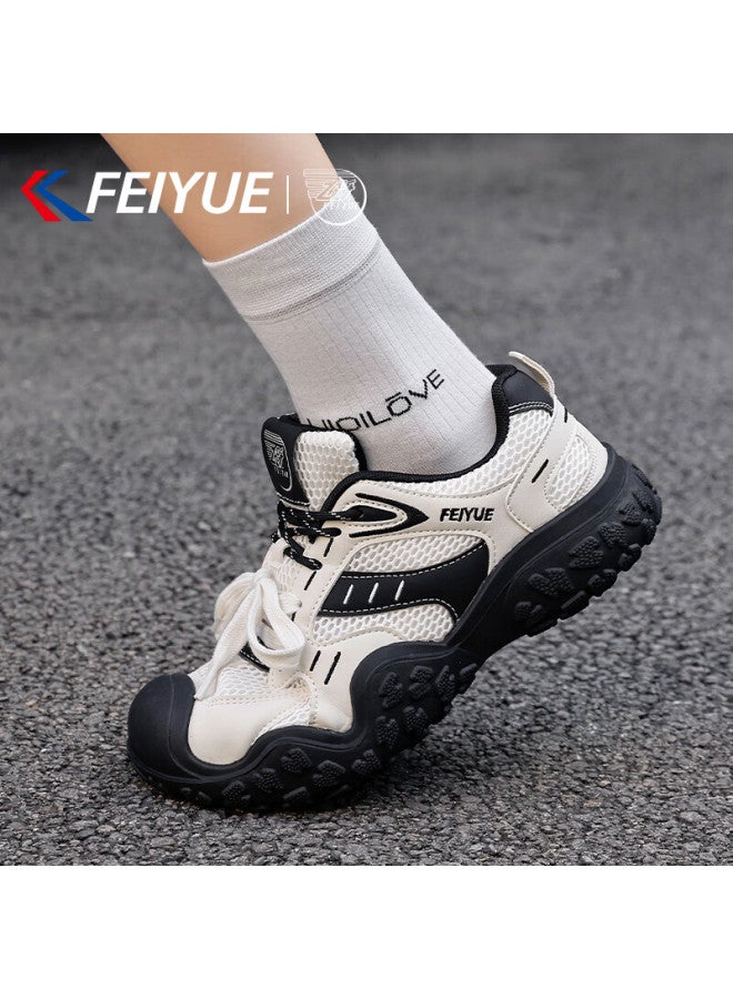Feiyue Official Women's Sports Shoes  Spring New Versatile Thick-soled Dad Sneakers Women Beige Black Size 39 - Image 4